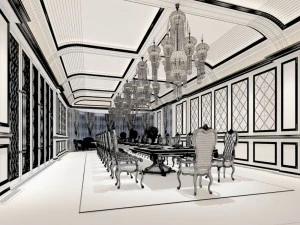 luxury large hotel restaurant 15 3D Model