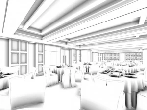 luxury large hotel restaurant 15 3D Model