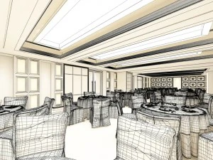luxury large hotel restaurant 15 3D Model