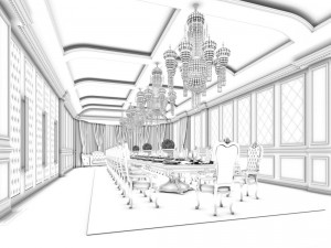 luxury large hotel restaurant 15 Modelo 3D