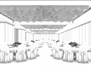 luxury large hotel restaurant 16 Model 3D