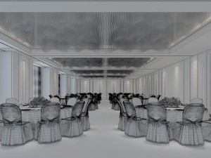 luxury large hotel restaurant 16 Model 3D
