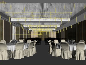 luxury large hotel restaurant 16 Model 3D