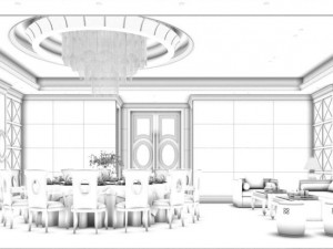 private dining room space Modello 3D