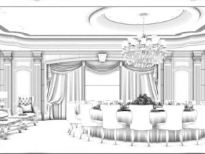 private dining room space 02 3D Model