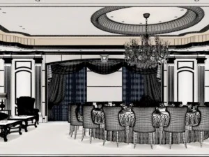 private dining room space 02 3D Model