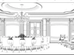 private dining room space 02 3D Model