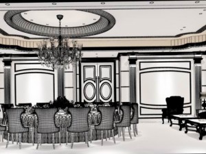 private dining room space 02 3D 모델