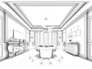 private dining room space 06 3D मॉडल