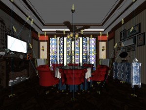 private dining room space 06 3D मॉडल