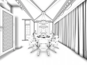 private dining room space 07 3D Model