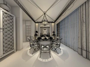 private dining room space 07 3D Model