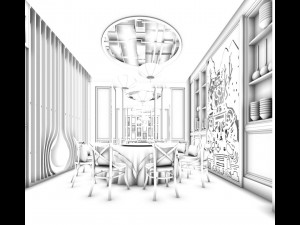 private dining room space 08 3D मॉडल