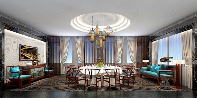 private dining room space 10 3D Модель .c4d .max .obj .3ds .fbx .stl .blend 