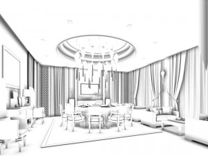 private dining room space 11 3D Model