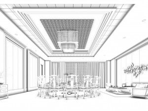 private dining room space 14 3D मॉडल