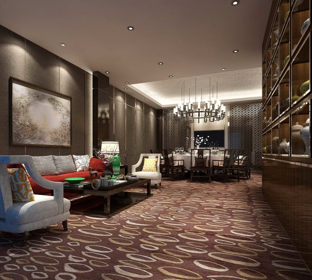 private dining room space 15 3D Модель .c4d .max .obj .3ds .fbx .stl .blend 