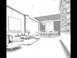 private dining room space 15 3D Model