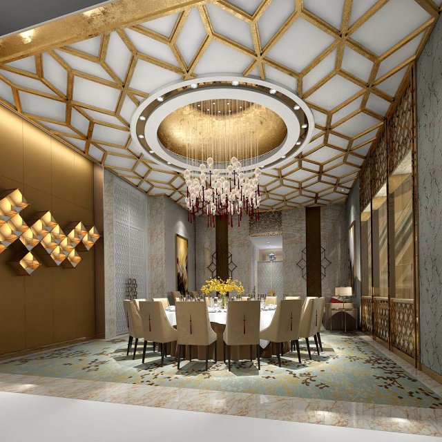 private dining room space 17 3D Модель .c4d .max .obj .3ds .fbx .stl .blend 