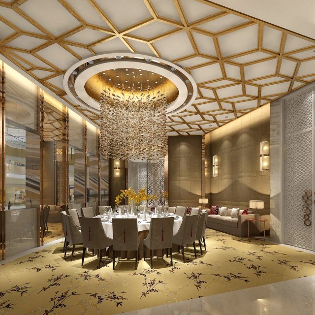 private dining room space 18 Model 3D .c4d .max .obj .3ds .fbx .stl .blend 