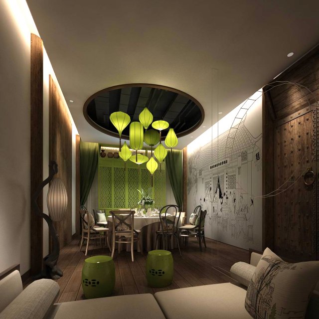 private dining room space 20 Model 3D .c4d .max .obj .3ds .fbx .stl .blend 