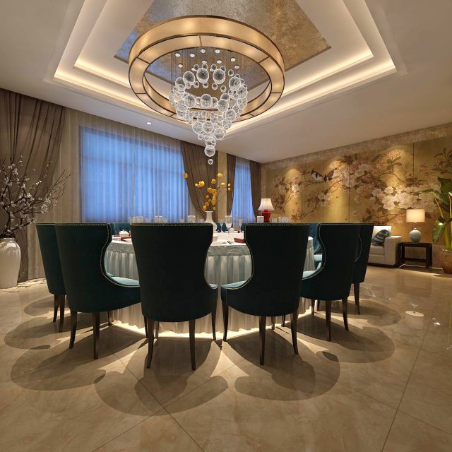 private dining room space 21 3D Model .c4d .max .obj .3ds .fbx .stl .blend 