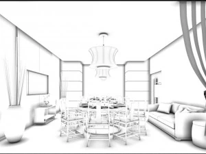 private dining room space 23 3D Model