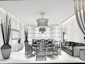 private dining room space 23 3D Model
