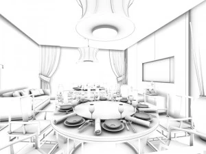 private dining room space 23 3D Model