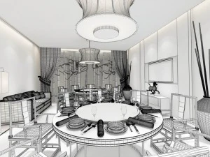 private dining room space 23 3D Model