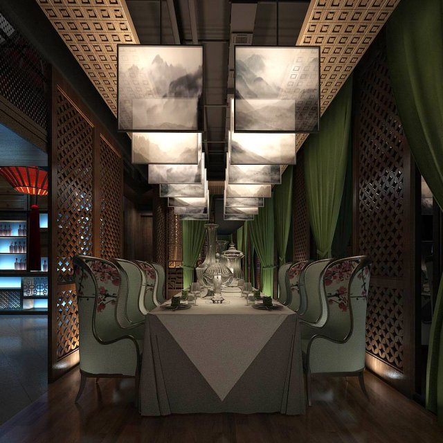 private dining room space 24 3D Model .c4d .max .obj .3ds .fbx .stl .blend 