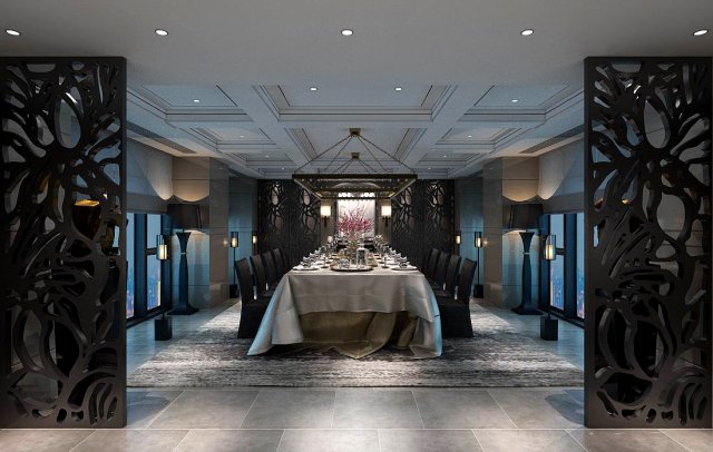 private dining room space 29 3D Model .c4d .max .obj .3ds .fbx .stl .blend 