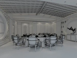 private dining room space 30 3D Model