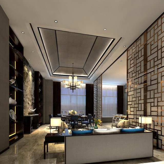 private dining room space 37 Modello 3D .c4d .max .obj .3ds .fbx .stl .blend 