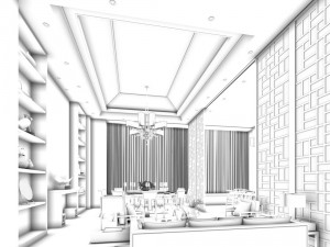 private dining room space 37 Modello 3D