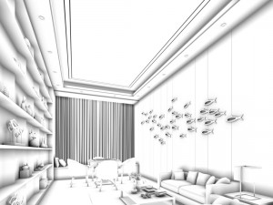 private dining room space 37 Modello 3D