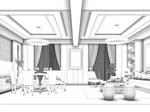 private dining room space 38 Modello 3D