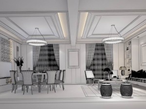 private dining room space 38 Modello 3D