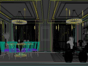 private dining room space 38 Modello 3D