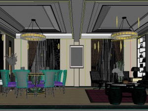 private dining room space 38 Modello 3D