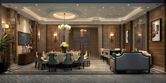 private dining room space 42 3D Model .c4d .max .obj .3ds .fbx .stl .blend 