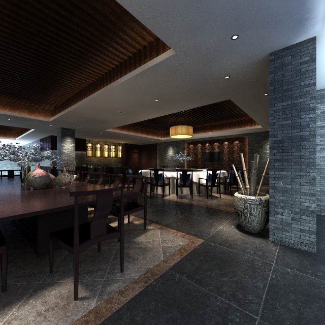 private dining room space 44 Model 3D .c4d .max .obj .3ds .fbx .stl .blend 
