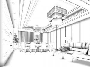 private dining room space 45 3D मॉडल