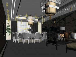 private dining room space 45 3D मॉडल