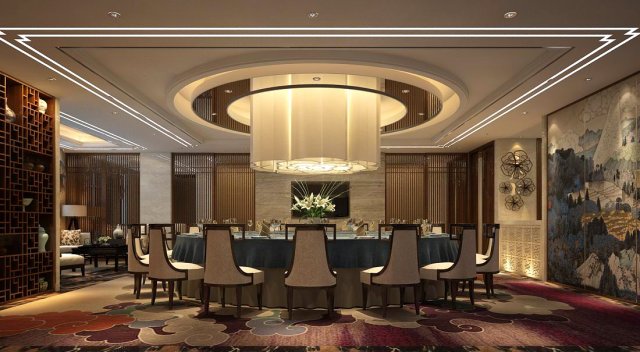 private dining room space 46 3D Model .c4d .max .obj .3ds .fbx .stl .blend 