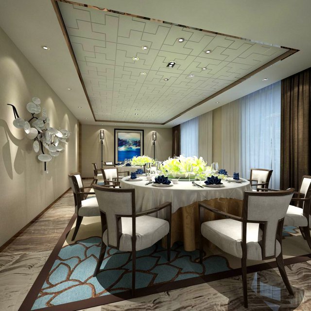 private dining room space 49 Model 3D .c4d .max .obj .3ds .fbx .stl .blend 