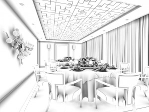 private dining room space 49 Model 3D
