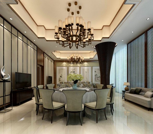 private dining room space 53 3D Model .c4d .max .obj .3ds .fbx .stl .blend 
