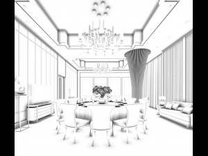 private dining room space 53 3D Model