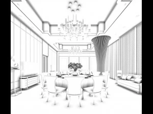 private dining room space 53 3D Model